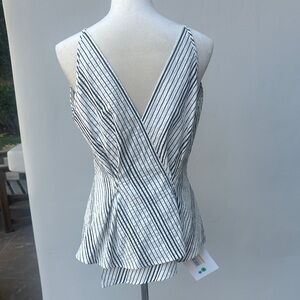 Striped Sleeveless in Black Off-White NWT V-Neck Crossover Top, Italian Size 42